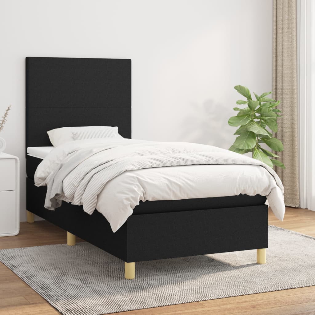 Boxspring met matras stof zwart 100x200 cm is nu te koop bij PeponiXL, paradijselijk wonen!