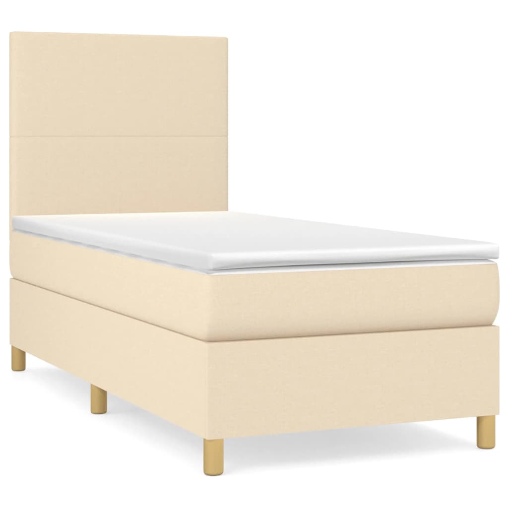 Boxspring met matras stof crèmekleurig 100x200 cm is nu te koop bij PeponiXL, paradijselijk wonen!