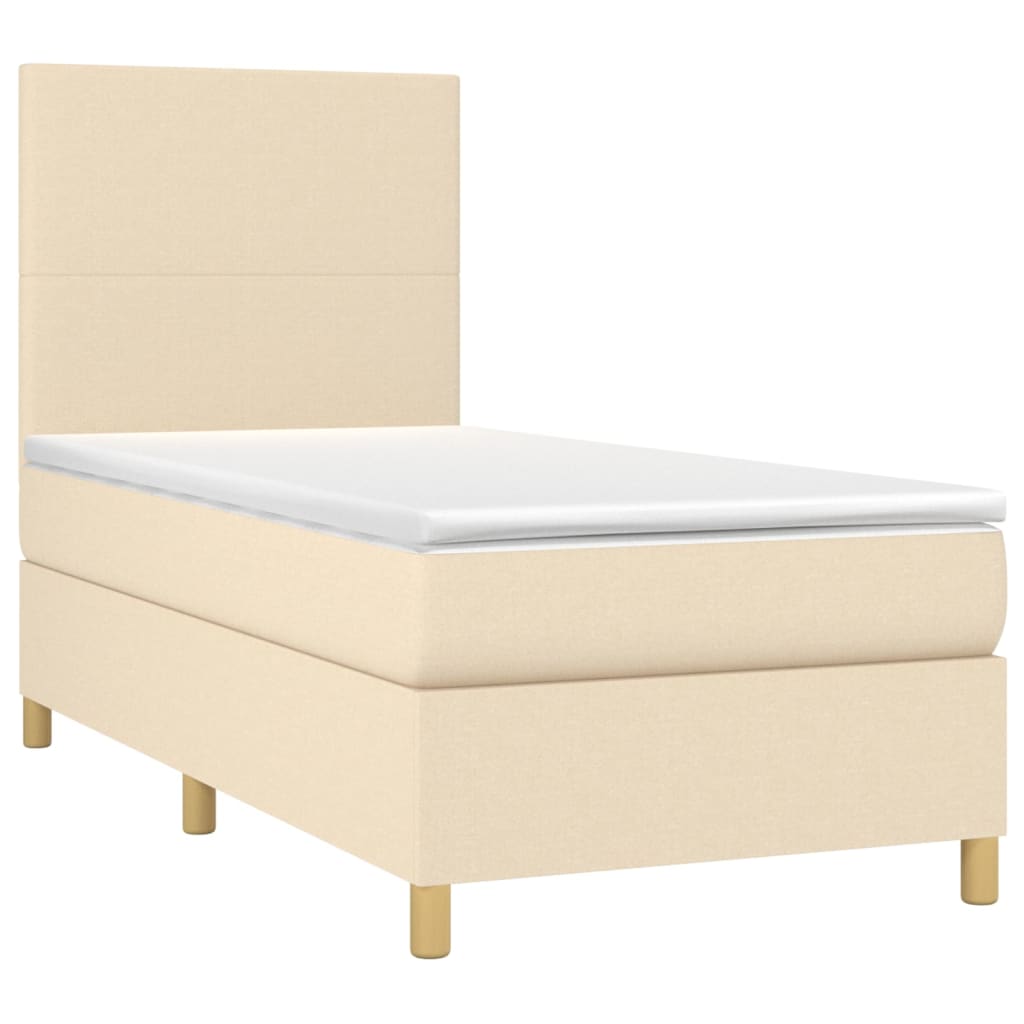 Boxspring met matras stof crèmekleurig 100x200 cm is nu te koop bij PeponiXL, paradijselijk wonen!