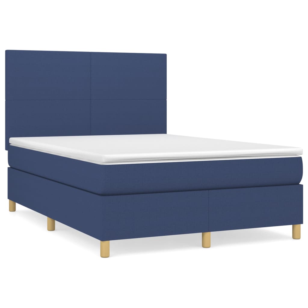 Boxspring met matras stof blauw 140x190 cm is nu te koop bij PeponiXL, paradijselijk wonen!