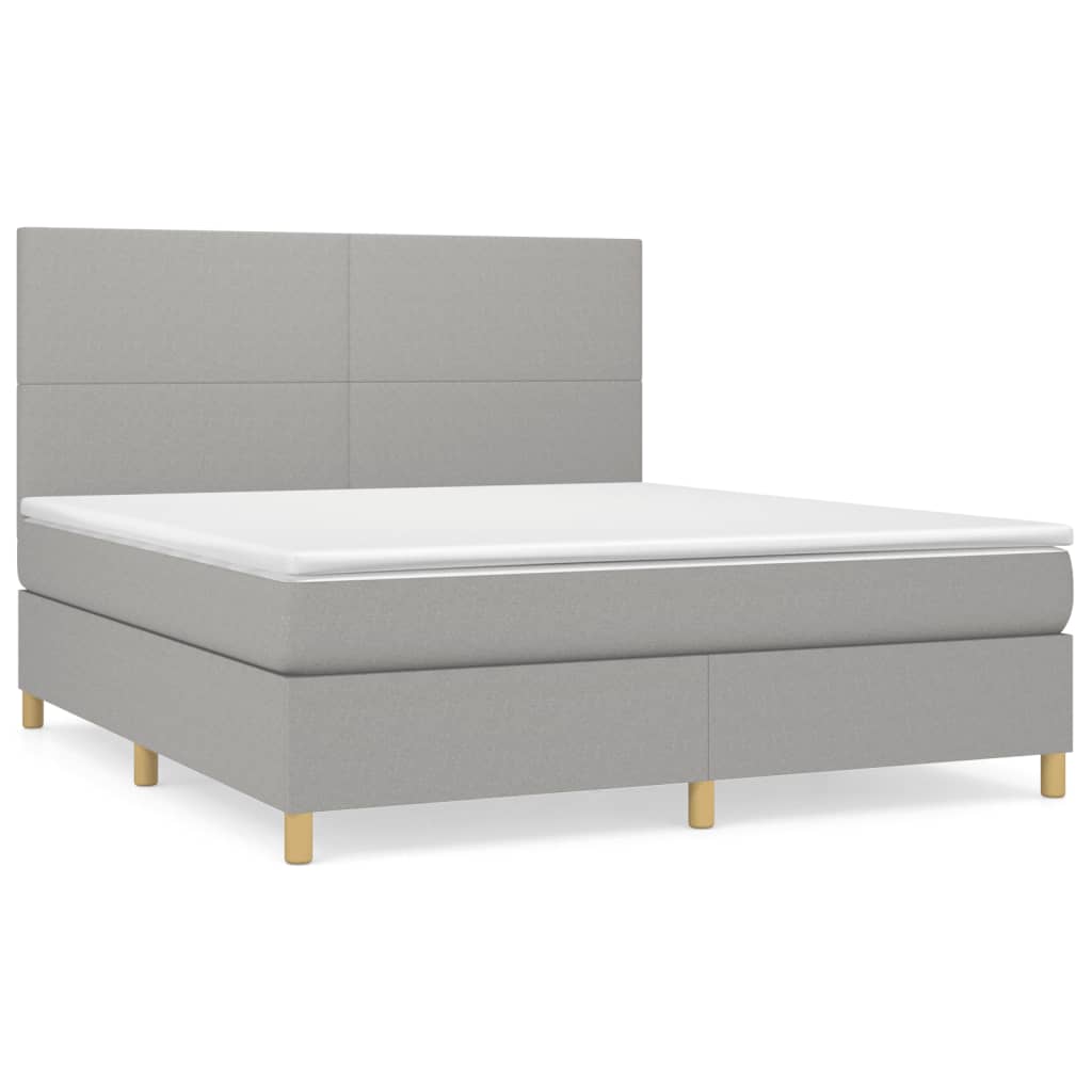 Boxspring met matras stof lichtgrijs 160x200 cm is nu te koop bij PeponiXL, paradijselijk wonen!