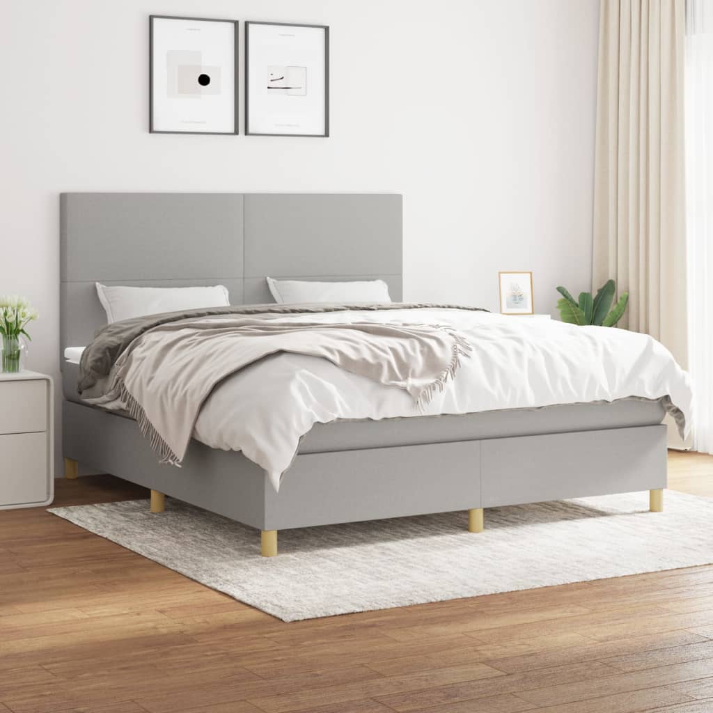 Boxspring met matras stof lichtgrijs 160x200 cm is nu te koop bij PeponiXL, paradijselijk wonen!