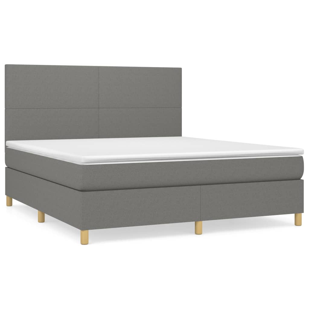 Boxspring met matras stof donkergrijs 160x200 cm is nu te koop bij PeponiXL, paradijselijk wonen!