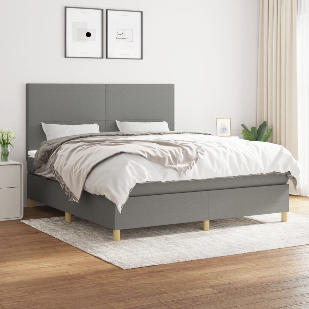 Boxspring met matras stof donkergrijs 160x200 cm is nu te koop bij PeponiXL, paradijselijk wonen!
