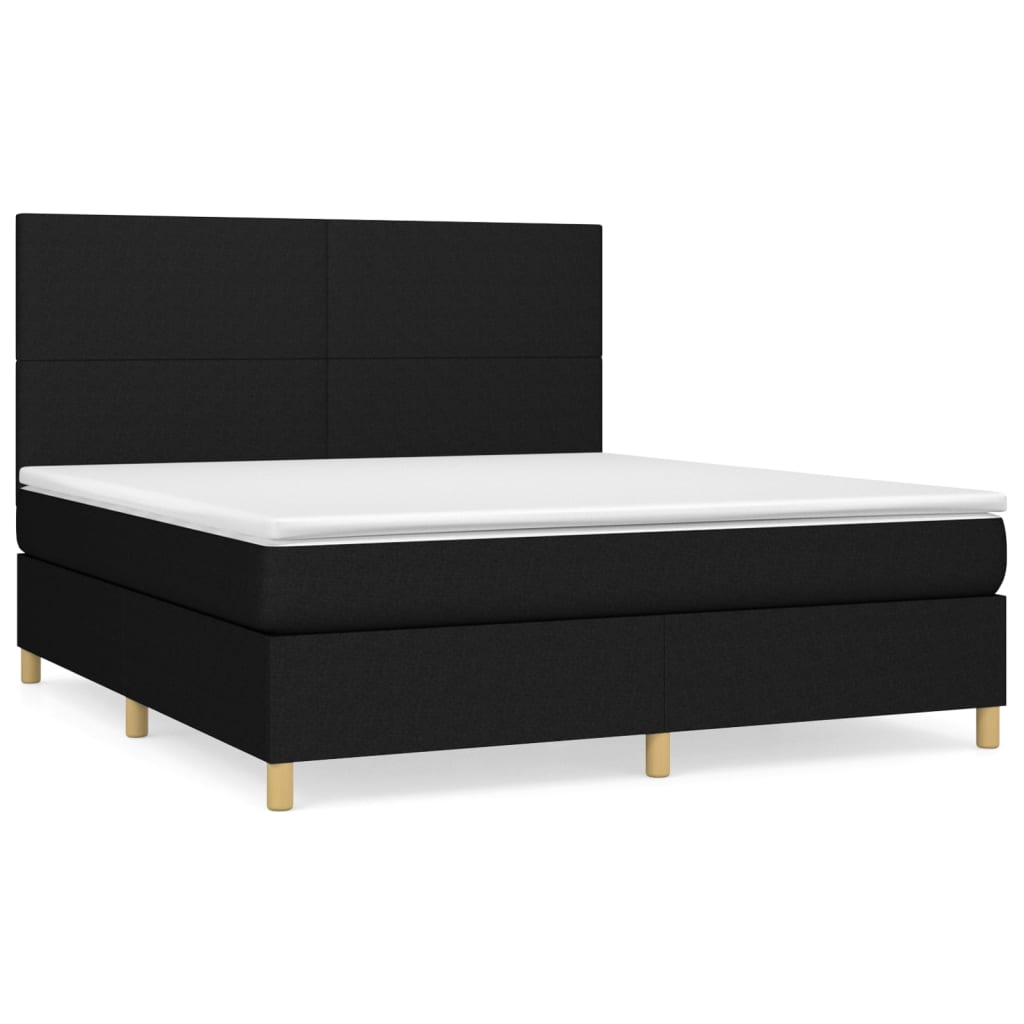 Boxspring met matras stof zwart 160x200 cm is nu te koop bij PeponiXL, paradijselijk wonen!