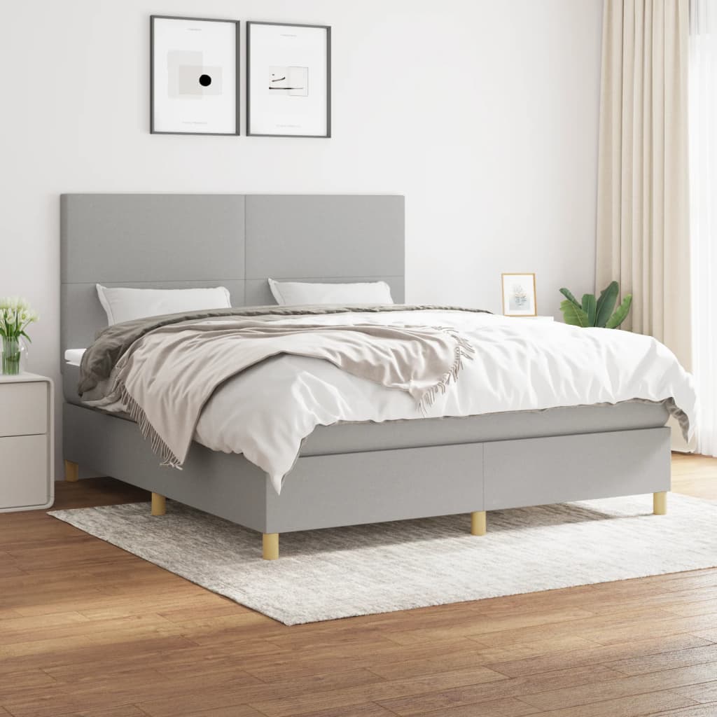 Boxspring met matras stof lichtgrijs 180x200 cm is nu te koop bij PeponiXL, paradijselijk wonen!