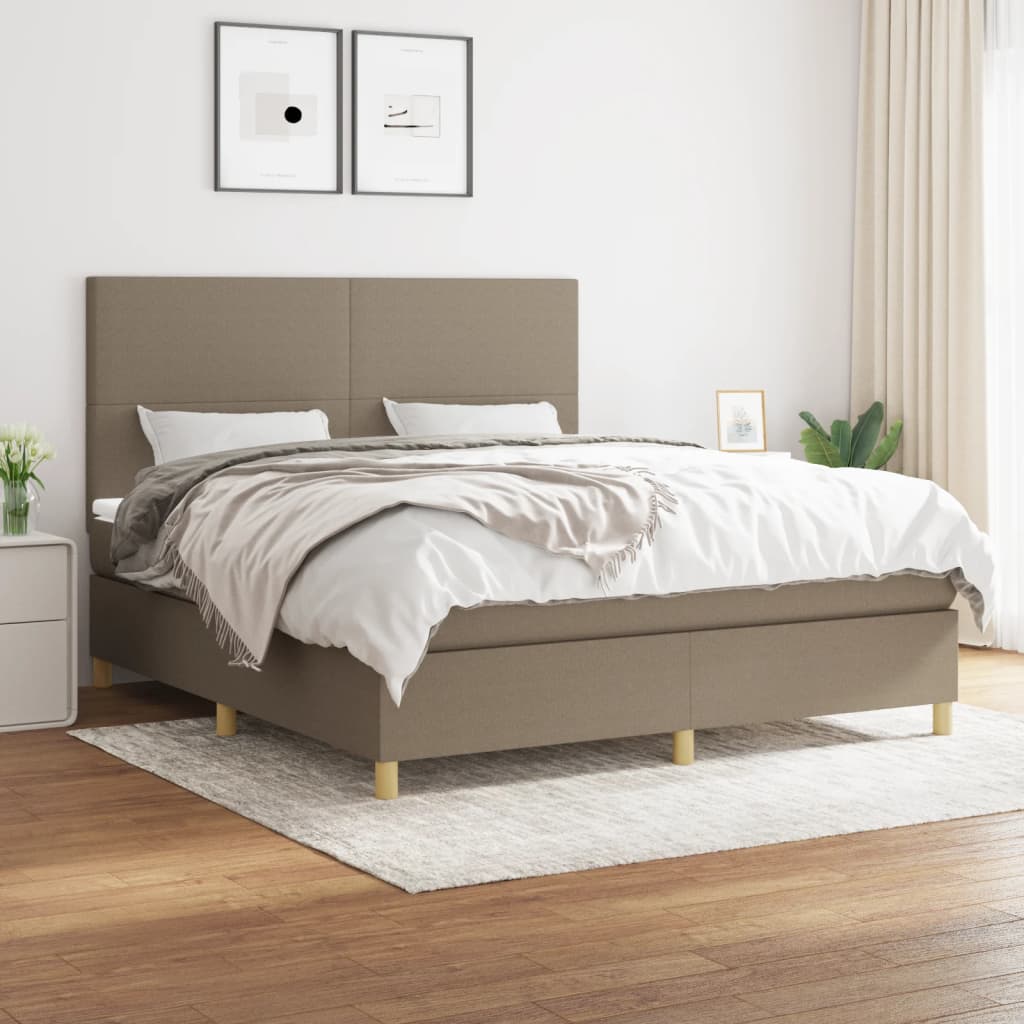 Boxspring met matras stof taupe 180x200 cm is nu te koop bij PeponiXL, paradijselijk wonen!