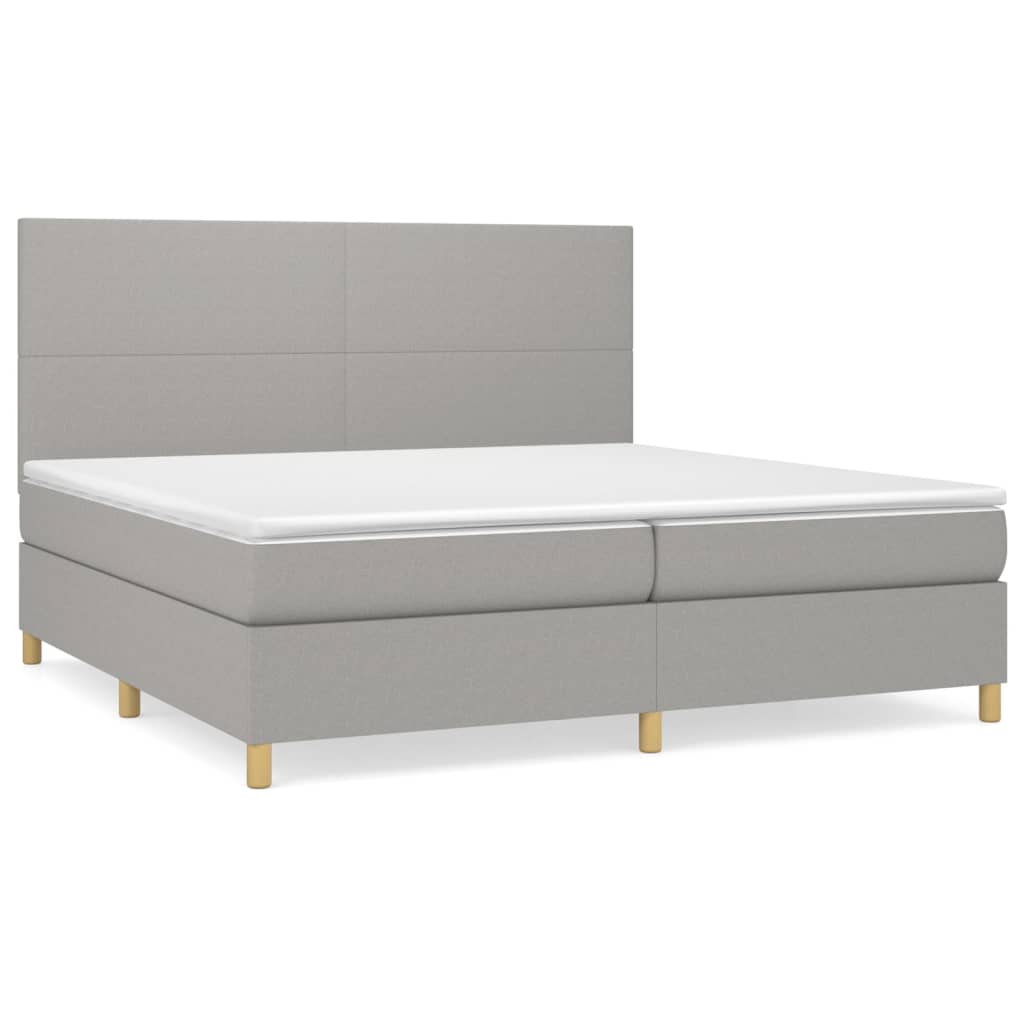 Boxspring met matras stof lichtgrijs 200x200 cm is nu te koop bij PeponiXL, paradijselijk wonen!