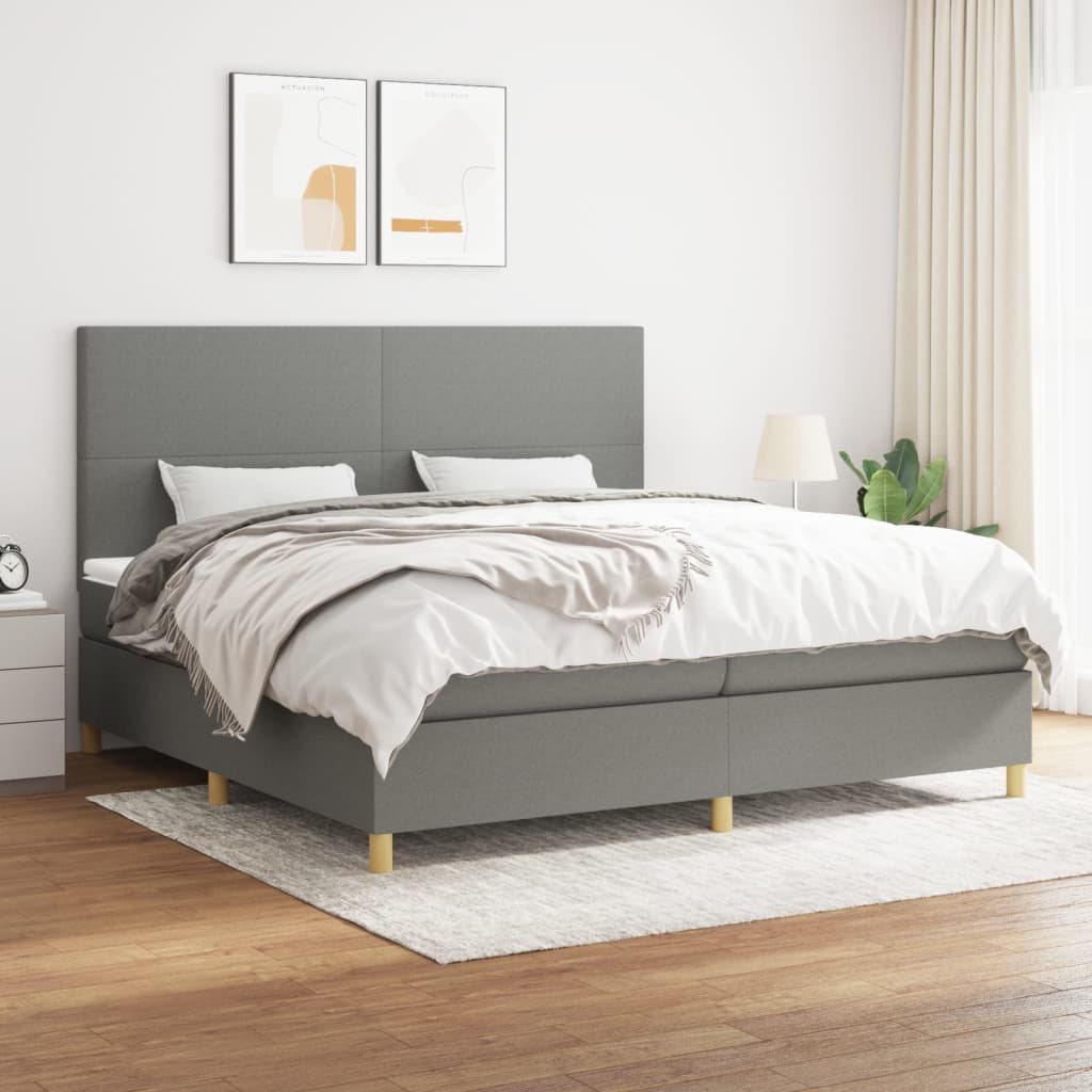 Boxspring met matras stof donkergrijs 200x200 cm is nu te koop bij PeponiXL, paradijselijk wonen!