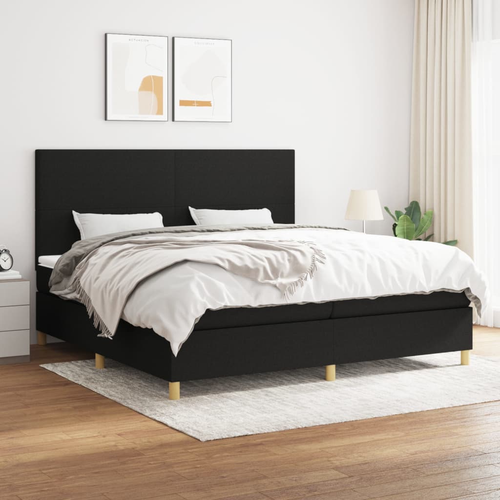 Boxspring met matras stof zwart 200x200 cm is nu te koop bij PeponiXL, paradijselijk wonen!