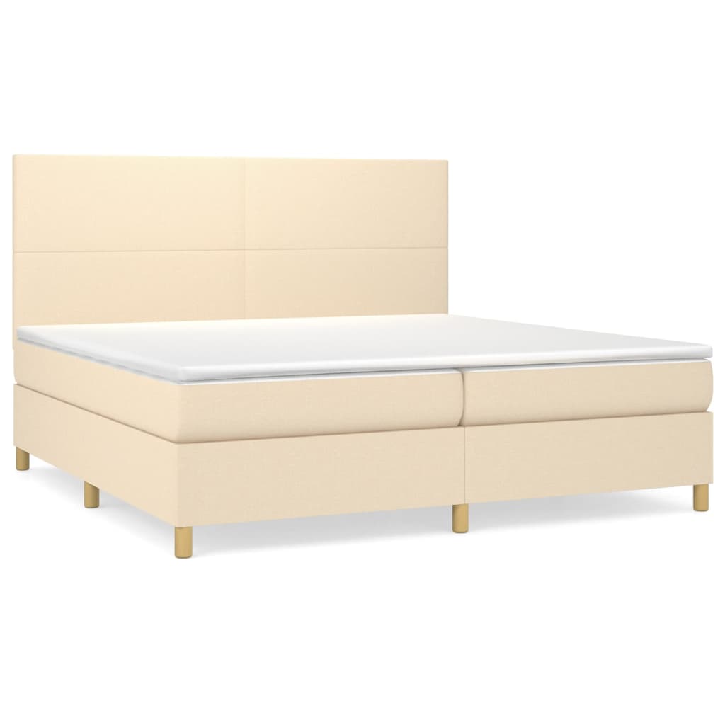 Boxspring met matras stof crèmekleurig 200x200 cm is nu te koop bij PeponiXL, paradijselijk wonen!