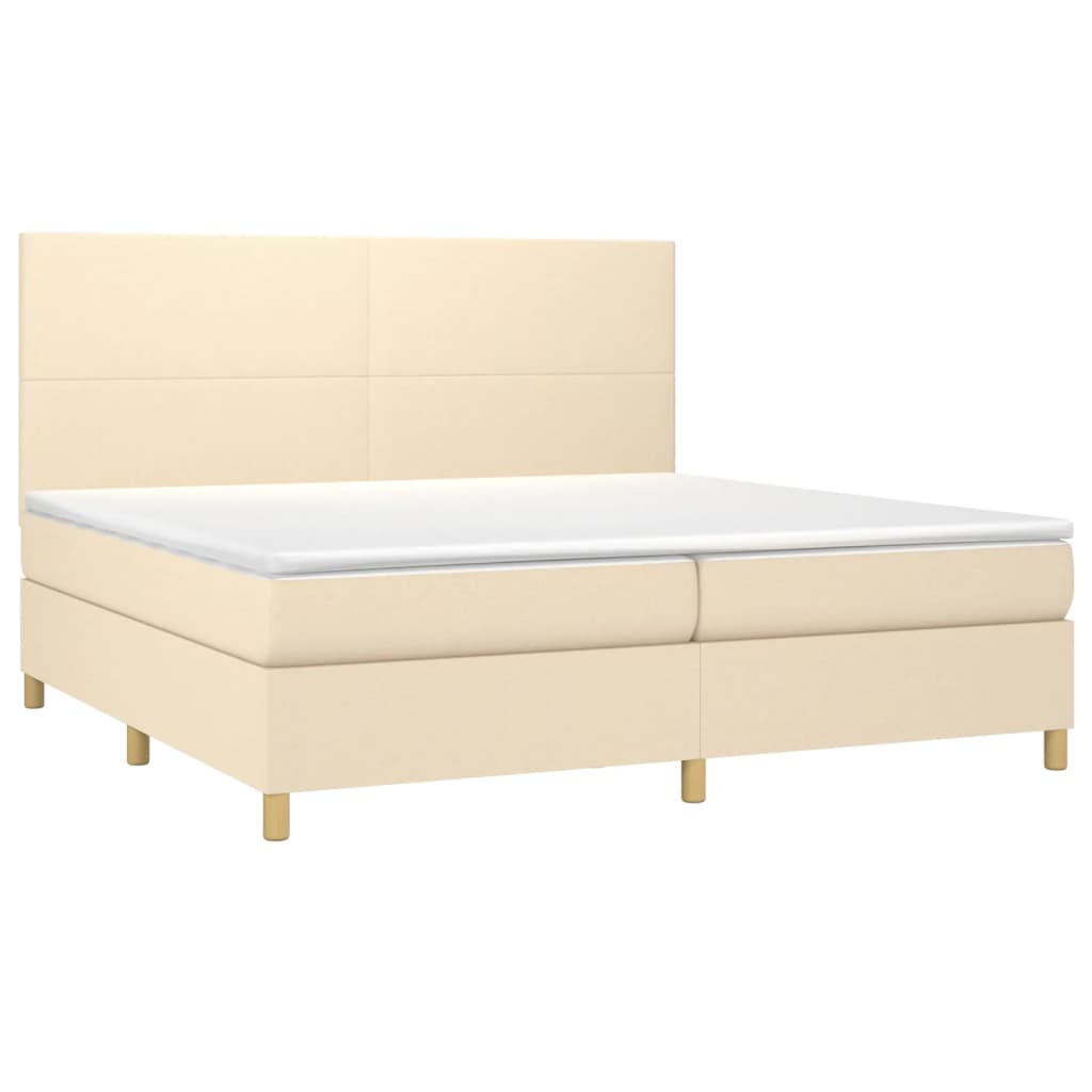 Boxspring met matras stof crèmekleurig 200x200 cm is nu te koop bij PeponiXL, paradijselijk wonen!