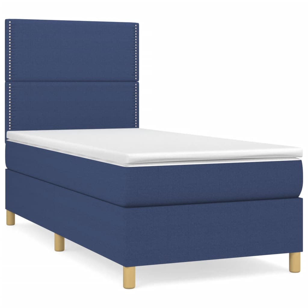 Boxspring met matras stof blauw 90x190 cm is nu te koop bij PeponiXL, paradijselijk wonen!