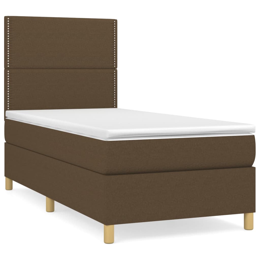 Boxspring met matras stof donkerbruin 90x200 cm is nu te koop bij PeponiXL, paradijselijk wonen!