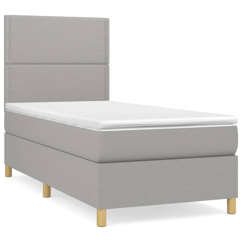 Boxspring met matras stof lichtgrijs 100x200 cm is nu te koop bij PeponiXL, paradijselijk wonen!