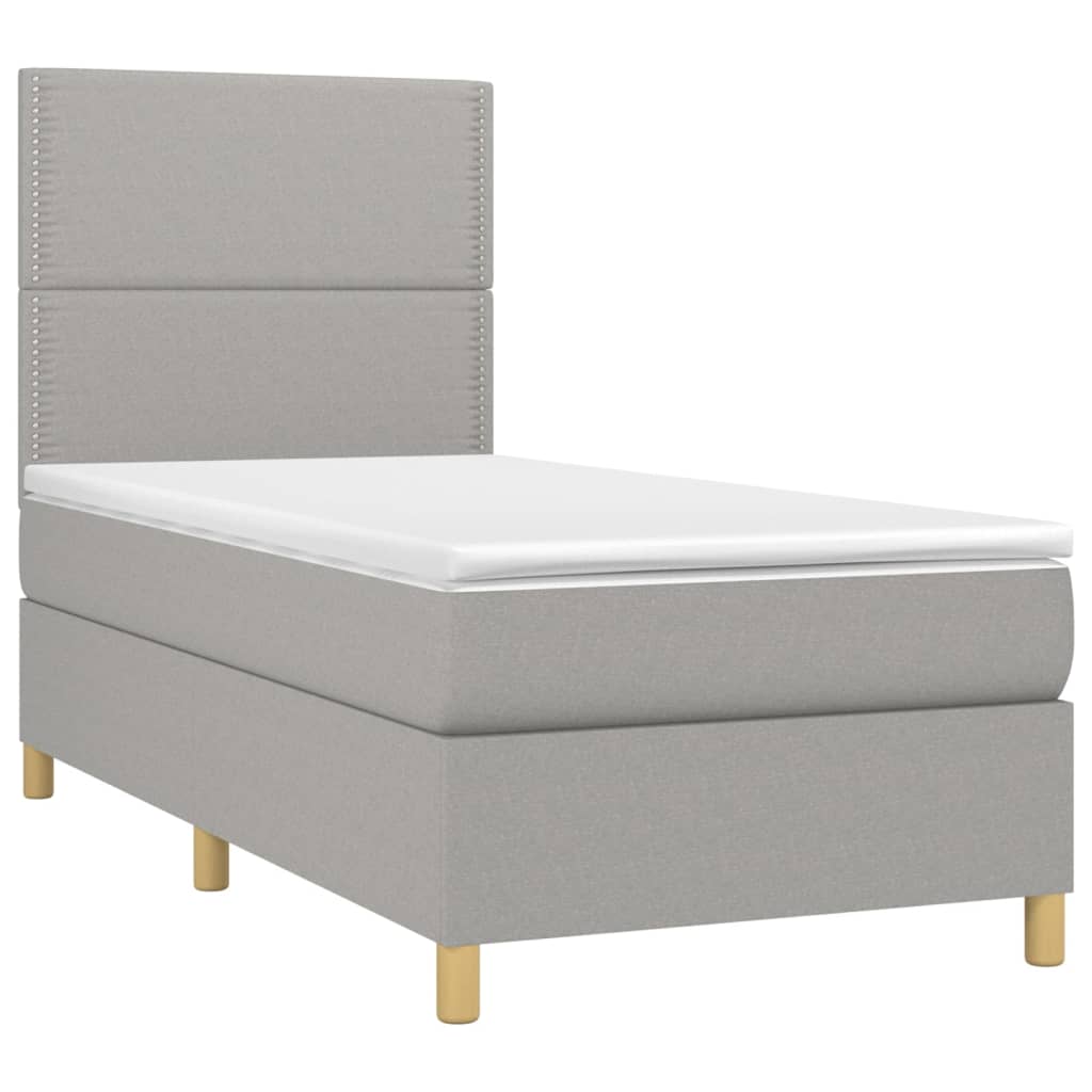 Boxspring met matras stof lichtgrijs 100x200 cm is nu te koop bij PeponiXL, paradijselijk wonen!