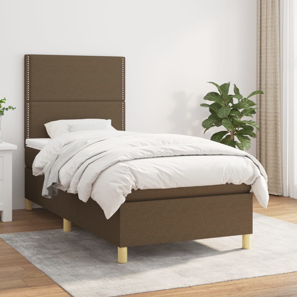 Boxspring met matras stof donkerbruin 100x200 cm is nu te koop bij PeponiXL, paradijselijk wonen!