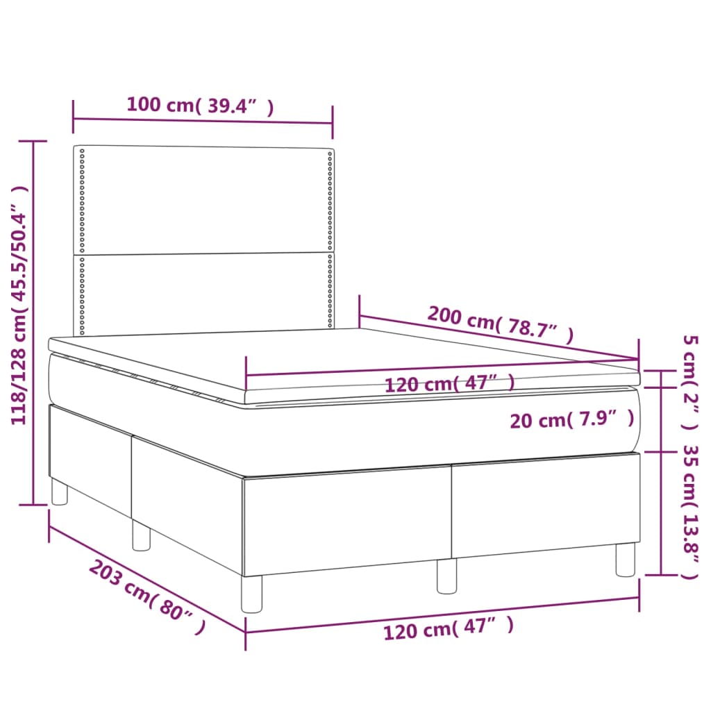Boxspring met matras stof donkergrijs 120x200 cm is nu te koop bij PeponiXL, paradijselijk wonen!