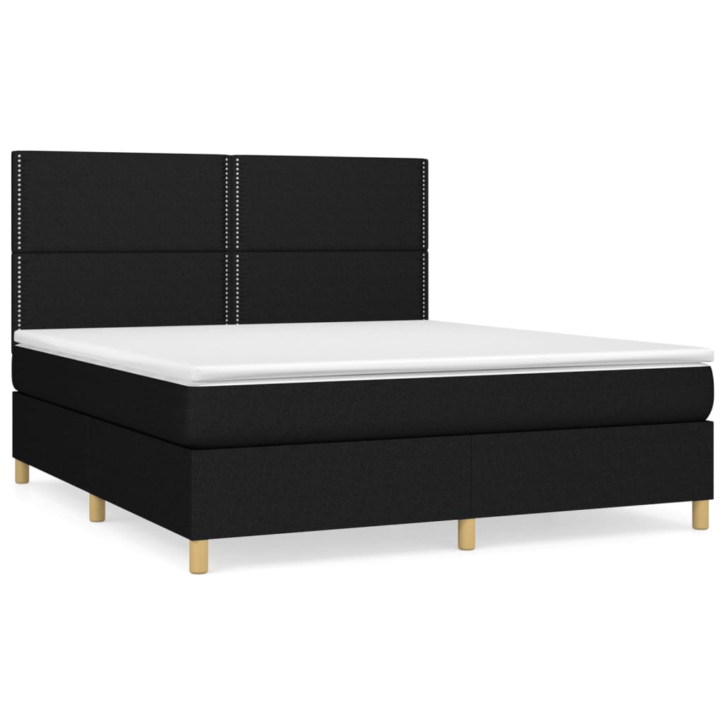 Boxspring met matras stof zwart 160x200 cm is nu te koop bij PeponiXL, paradijselijk wonen!