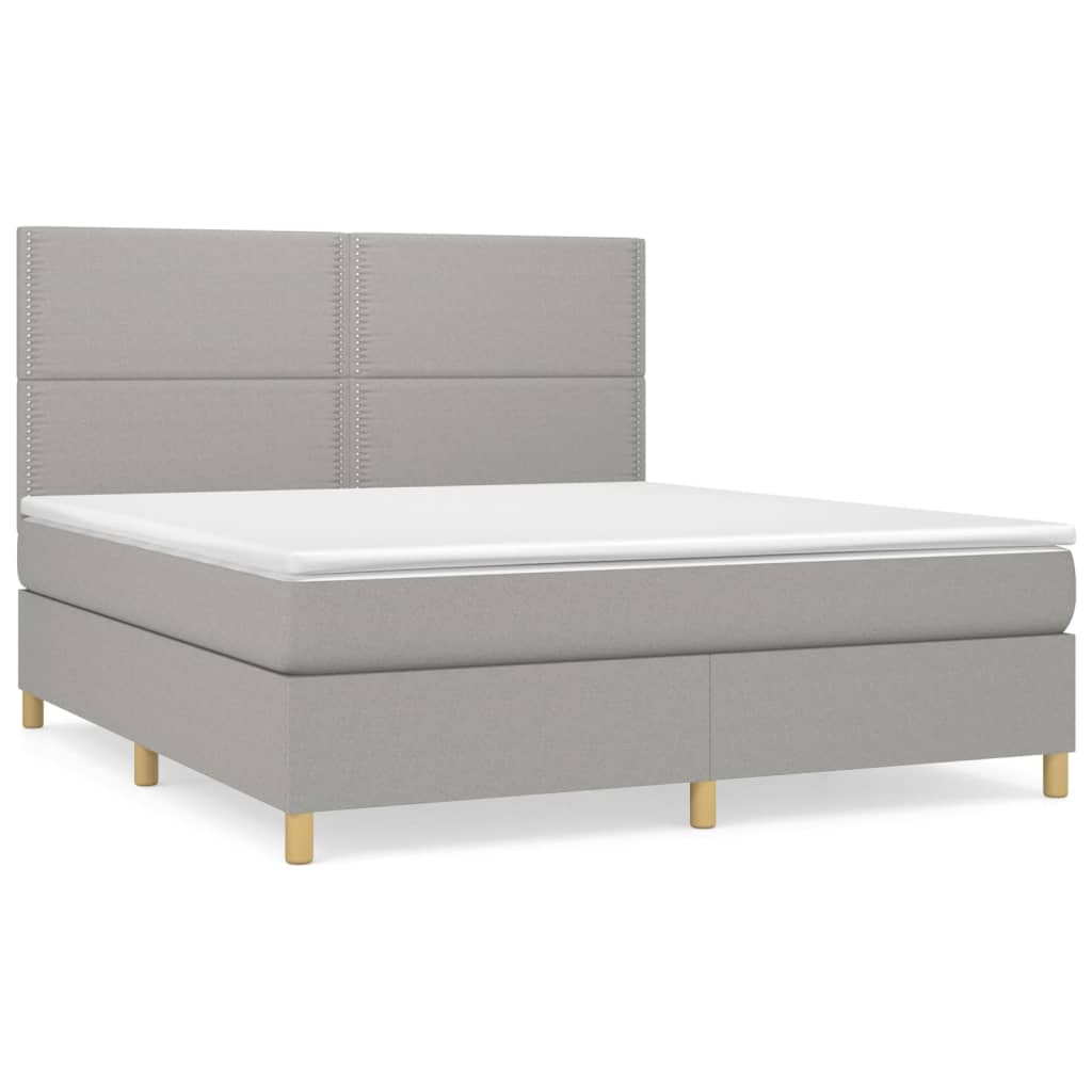 Boxspring met matras stof lichtgrijs 180x200 cm is nu te koop bij PeponiXL, paradijselijk wonen!