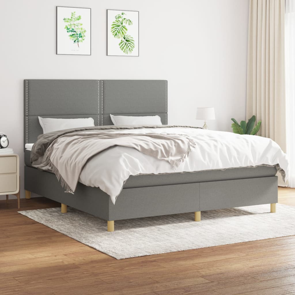 Boxspring met matras stof donkergrijs 180x200 cm is nu te koop bij PeponiXL, paradijselijk wonen!