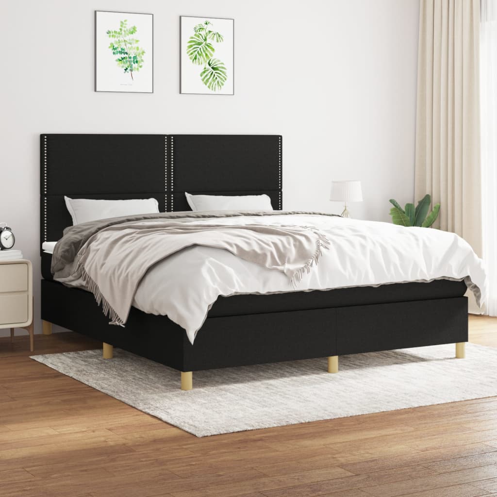 Boxspring met matras stof zwart 180x200 cm is nu te koop bij PeponiXL, paradijselijk wonen!