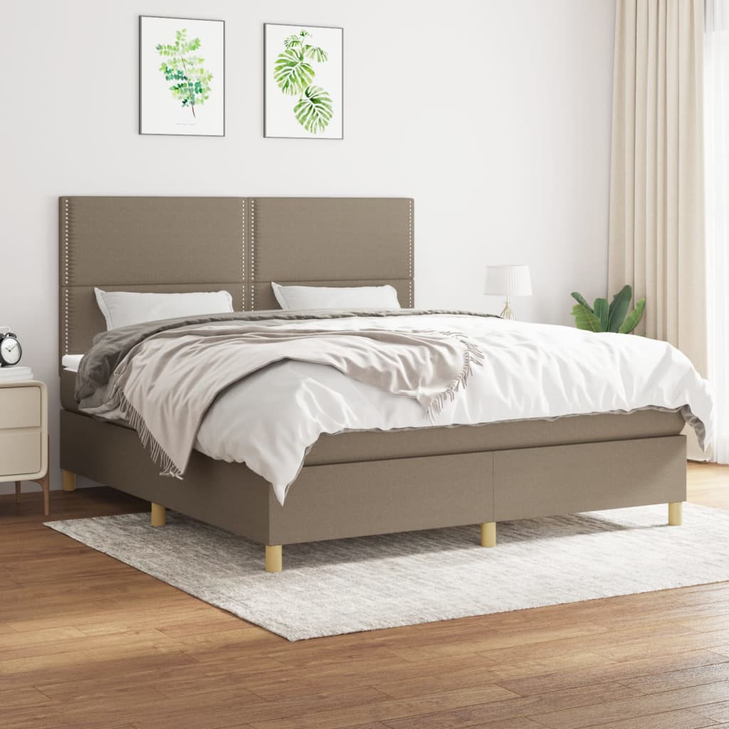 Boxspring met matras stof taupe 180x200 cm is nu te koop bij PeponiXL, paradijselijk wonen!