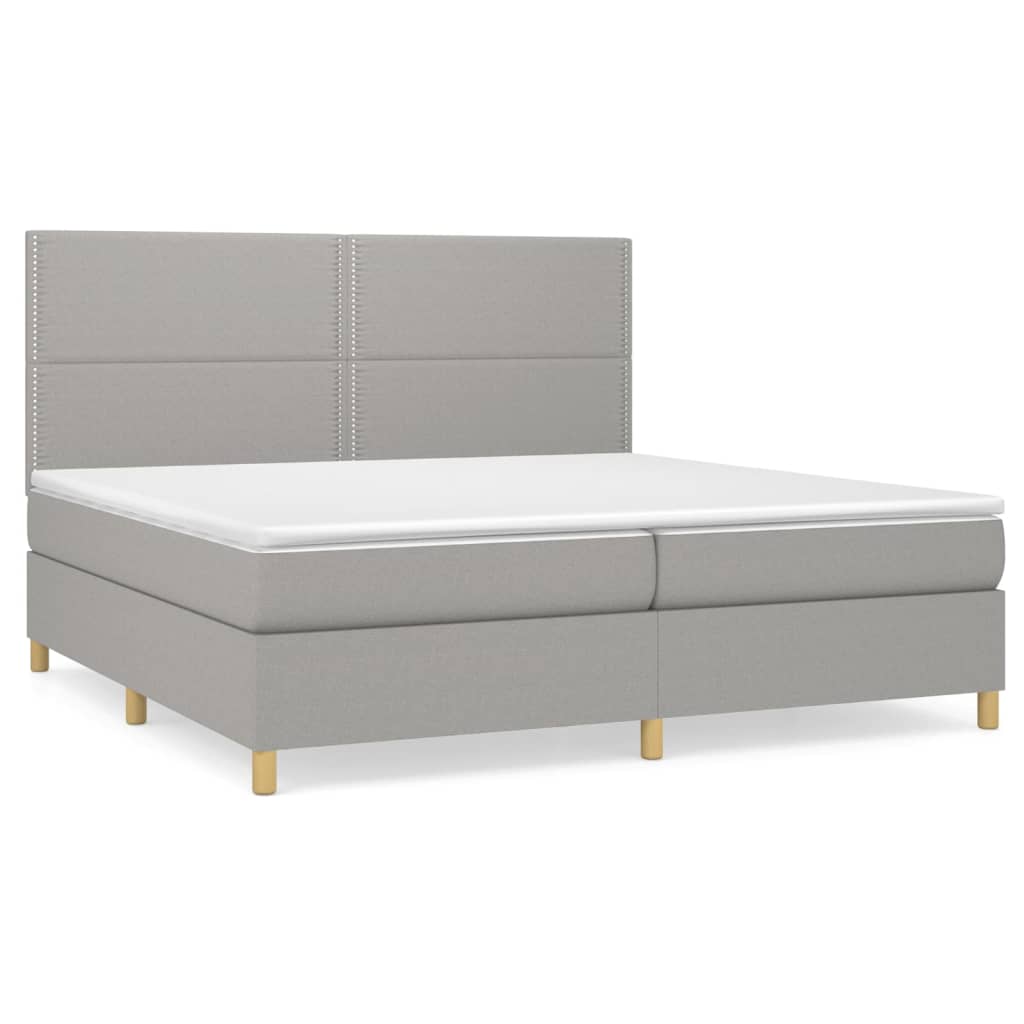 Boxspring met matras stof lichtgrijs 200x200 cm is nu te koop bij PeponiXL, paradijselijk wonen!