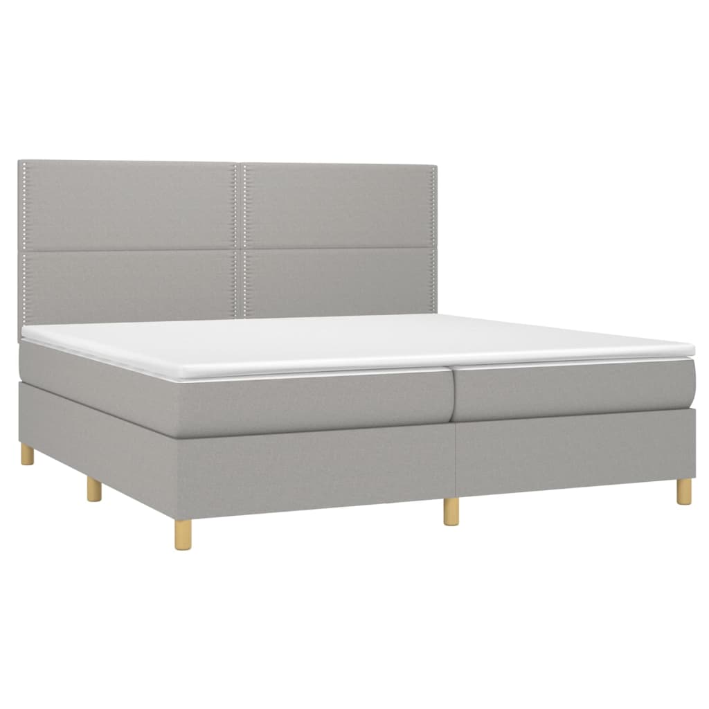 Boxspring met matras stof lichtgrijs 200x200 cm is nu te koop bij PeponiXL, paradijselijk wonen!