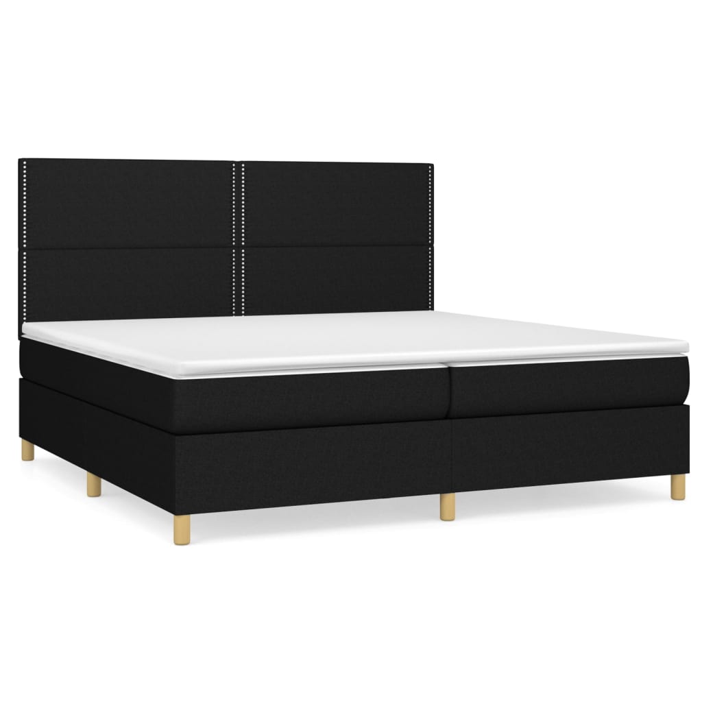 Boxspring met matras stof zwart 200x200 cm is nu te koop bij PeponiXL, paradijselijk wonen!
