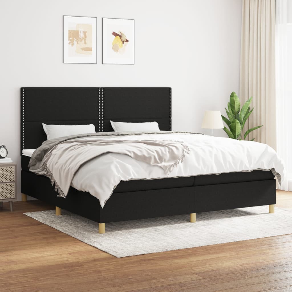 Boxspring met matras stof zwart 200x200 cm is nu te koop bij PeponiXL, paradijselijk wonen!