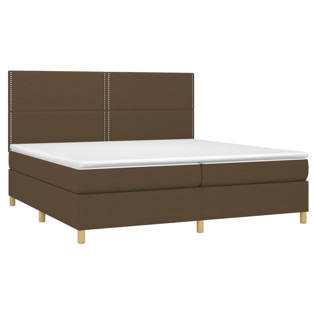 Boxspring met matras stof donkerbruin 200x200 cm is nu te koop bij PeponiXL, paradijselijk wonen!