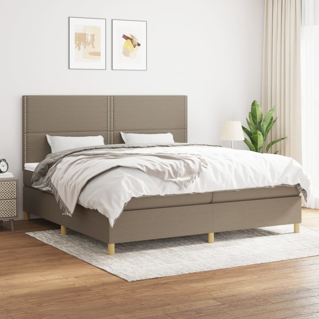 Boxspring met matras stof taupe 200x200 cm is nu te koop bij PeponiXL, paradijselijk wonen!