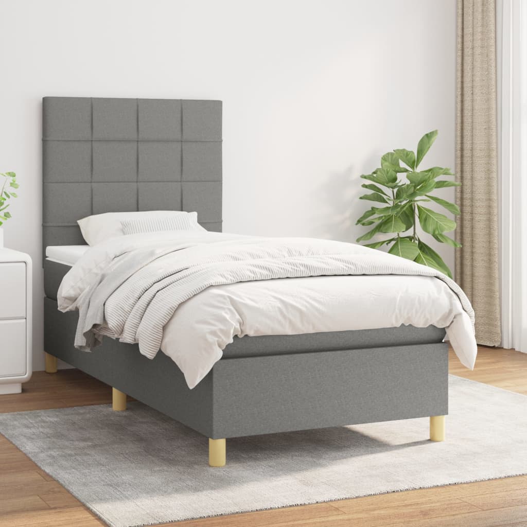 Boxspring met matras stof donkergrijs 80x200 cm is nu te koop bij PeponiXL, paradijselijk wonen!