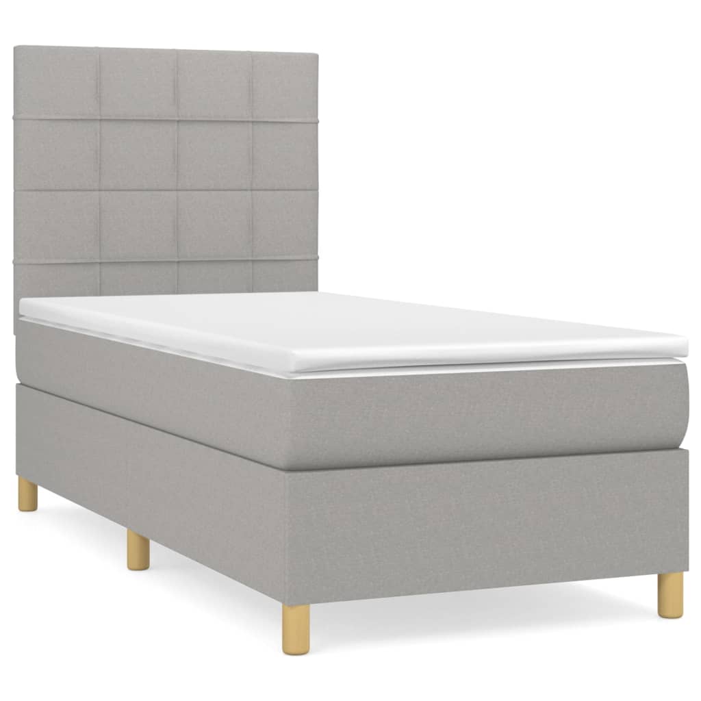 Boxspring met matras stof lichtgrijs 90x190 cm is nu te koop bij PeponiXL, paradijselijk wonen!