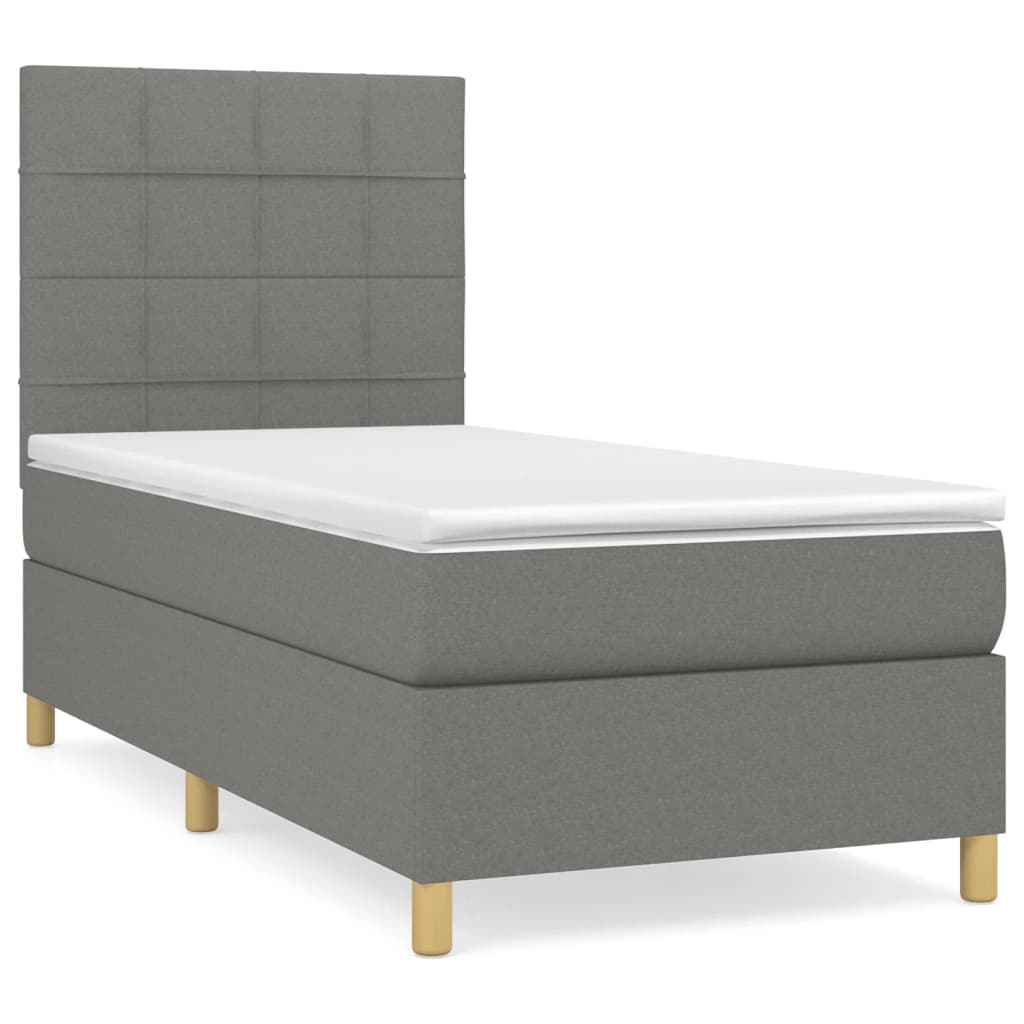Boxspring met matras stof donkergrijs 90x190 cm is nu te koop bij PeponiXL, paradijselijk wonen!