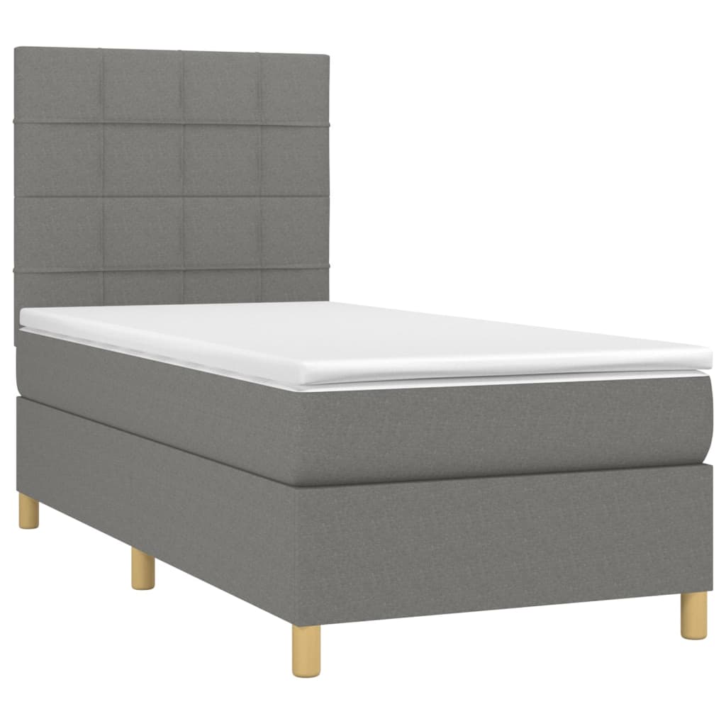Boxspring met matras stof donkergrijs 90x190 cm is nu te koop bij PeponiXL, paradijselijk wonen!