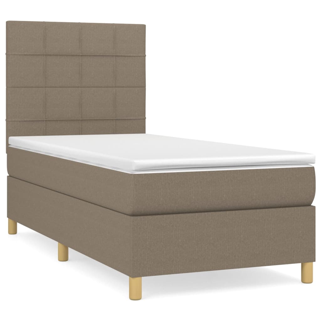 Boxspring met matras stof taupe 90x190 cm is nu te koop bij PeponiXL, paradijselijk wonen!