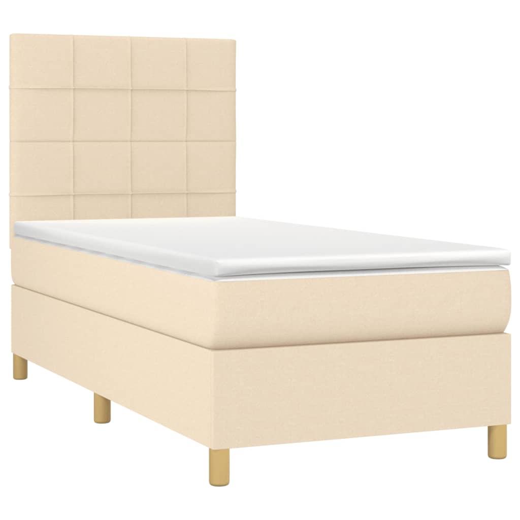 Boxspring met matras stof crèmekleurig 90x190 cm is nu te koop bij PeponiXL, paradijselijk wonen!