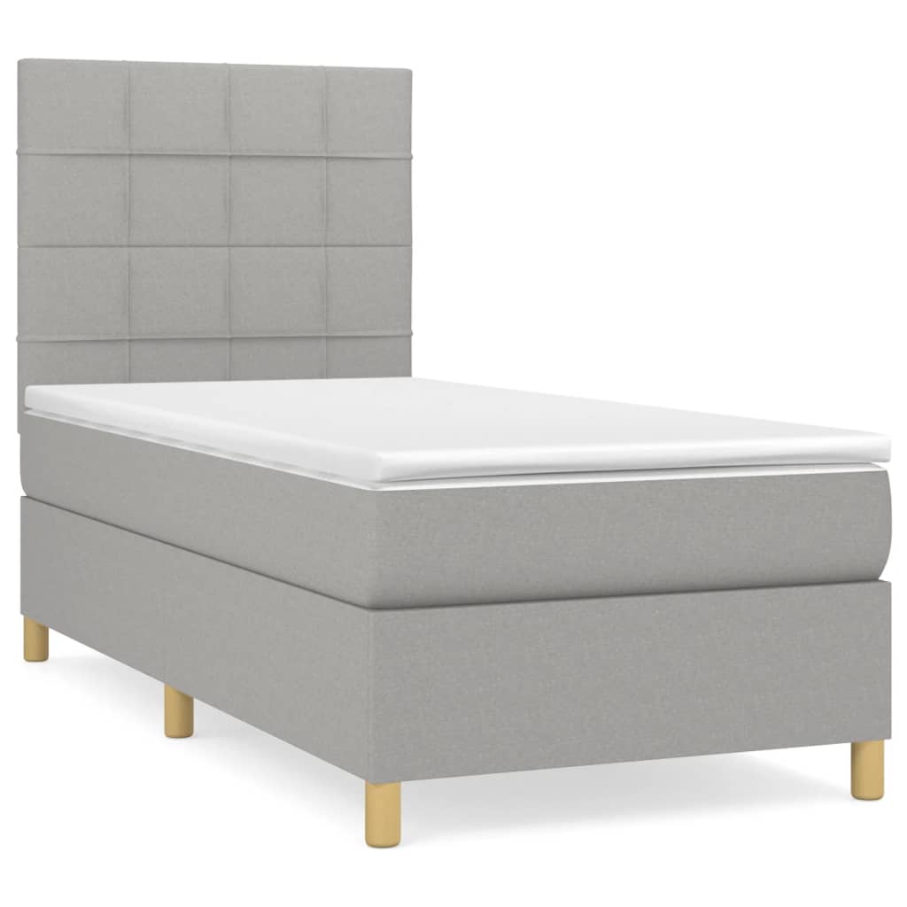 Boxspring met matras stof lichtgrijs 90x200 cm is nu te koop bij PeponiXL, paradijselijk wonen!