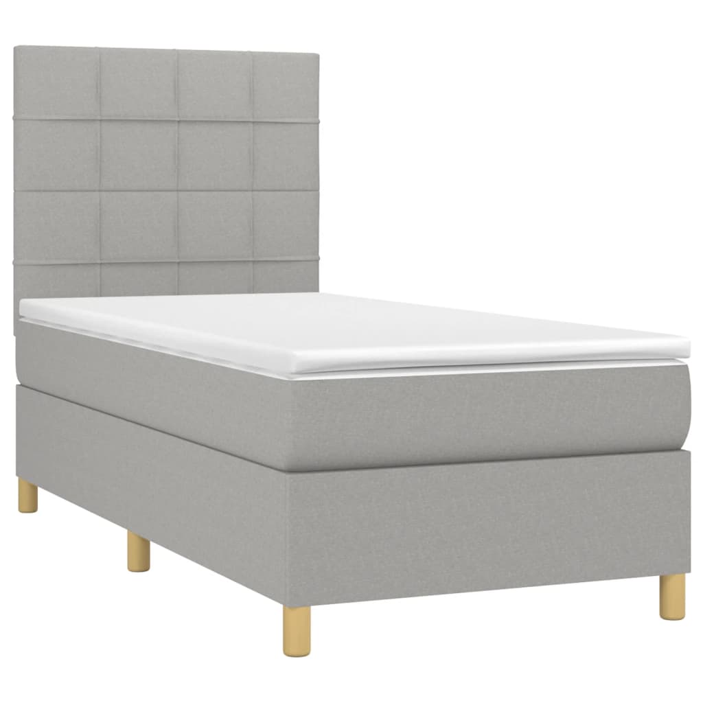 Boxspring met matras stof lichtgrijs 90x200 cm is nu te koop bij PeponiXL, paradijselijk wonen!