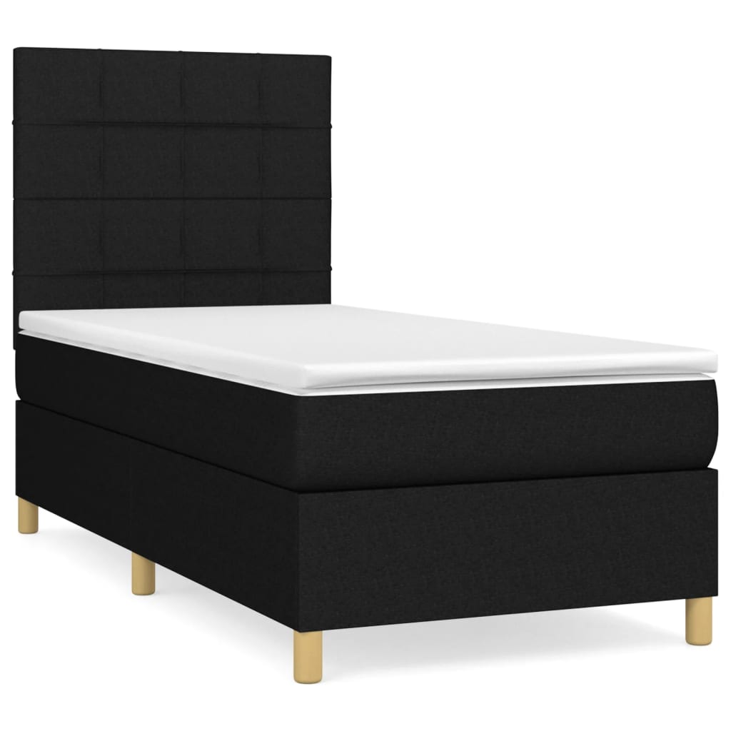 Boxspring met matras stof zwart 90x200 cm is nu te koop bij PeponiXL, paradijselijk wonen!