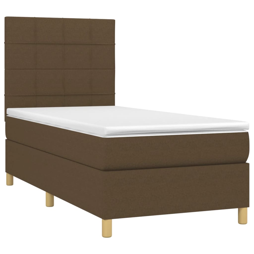Boxspring met matras stof donkerbruin 90x200 cm is nu te koop bij PeponiXL, paradijselijk wonen!