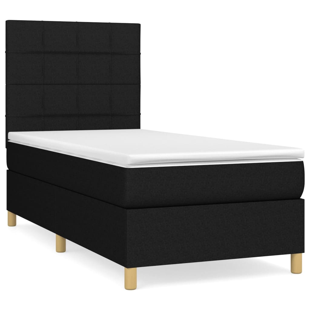 Boxspring met matras stof zwart 100x200 cm is nu te koop bij PeponiXL, paradijselijk wonen!