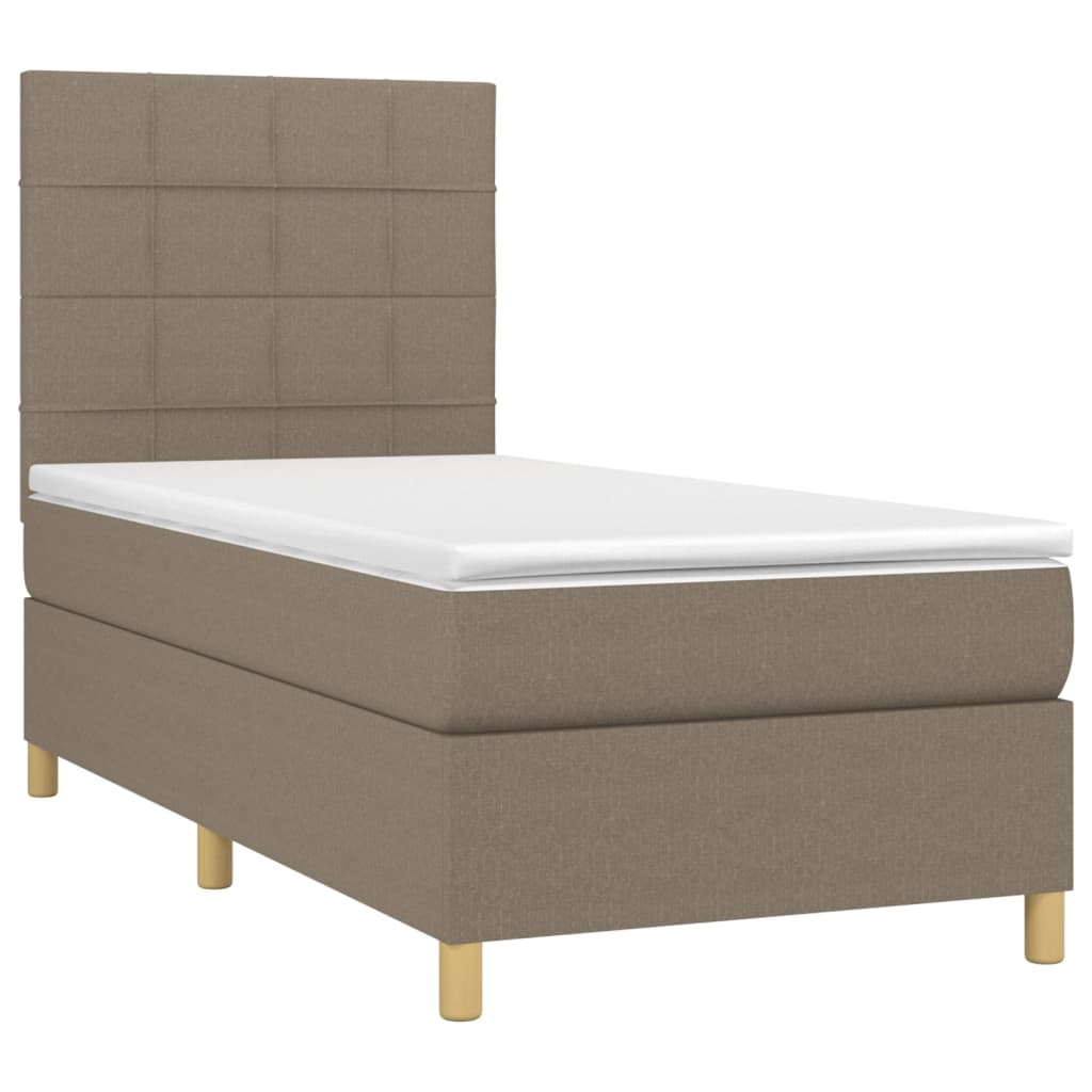 Boxspring met matras stof taupe 100x200 cm is nu te koop bij PeponiXL, paradijselijk wonen!