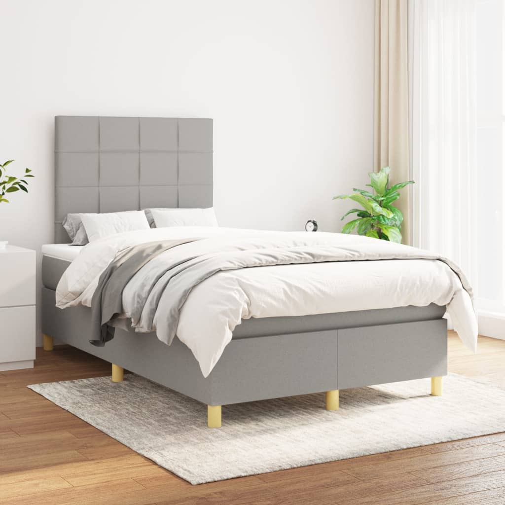 Boxspring met matras stof lichtgrijs 120x200 cm is nu te koop bij PeponiXL, paradijselijk wonen!