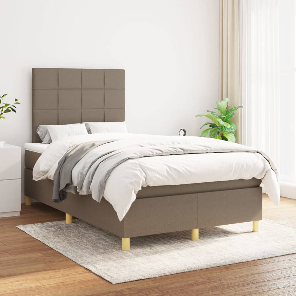 Boxspring met matras stof taupe 120x200 cm is nu te koop bij PeponiXL, paradijselijk wonen!