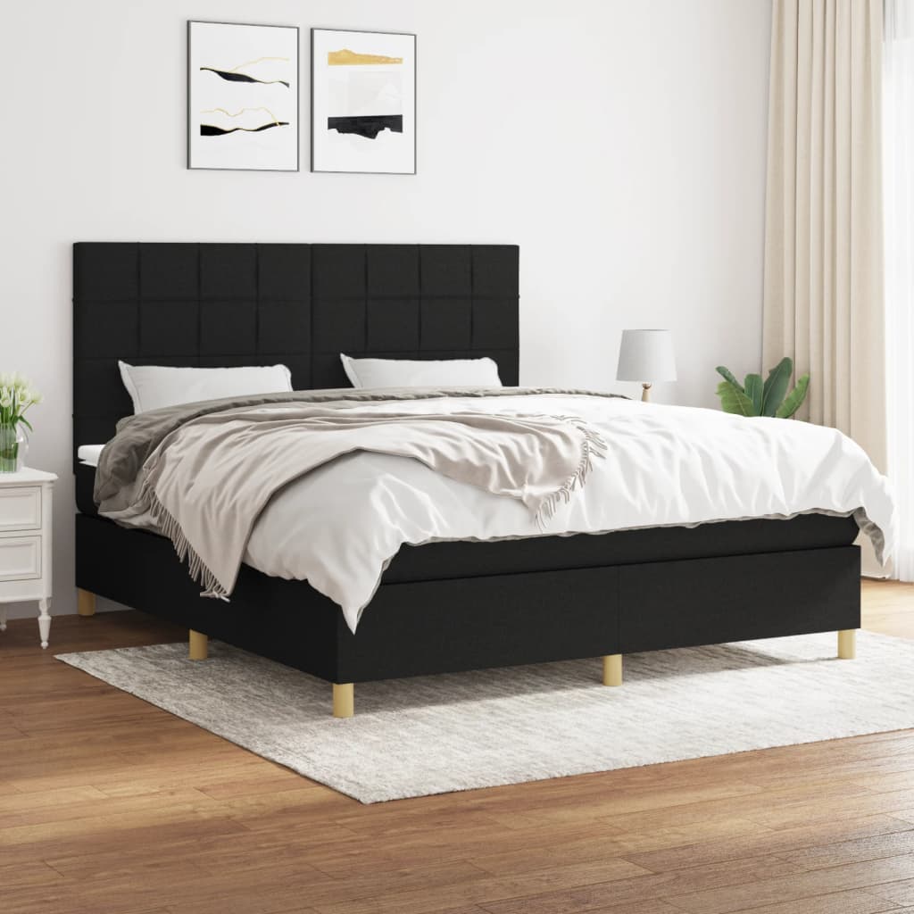Boxspring met matras stof zwart 160x200 cm is nu te koop bij PeponiXL, paradijselijk wonen!