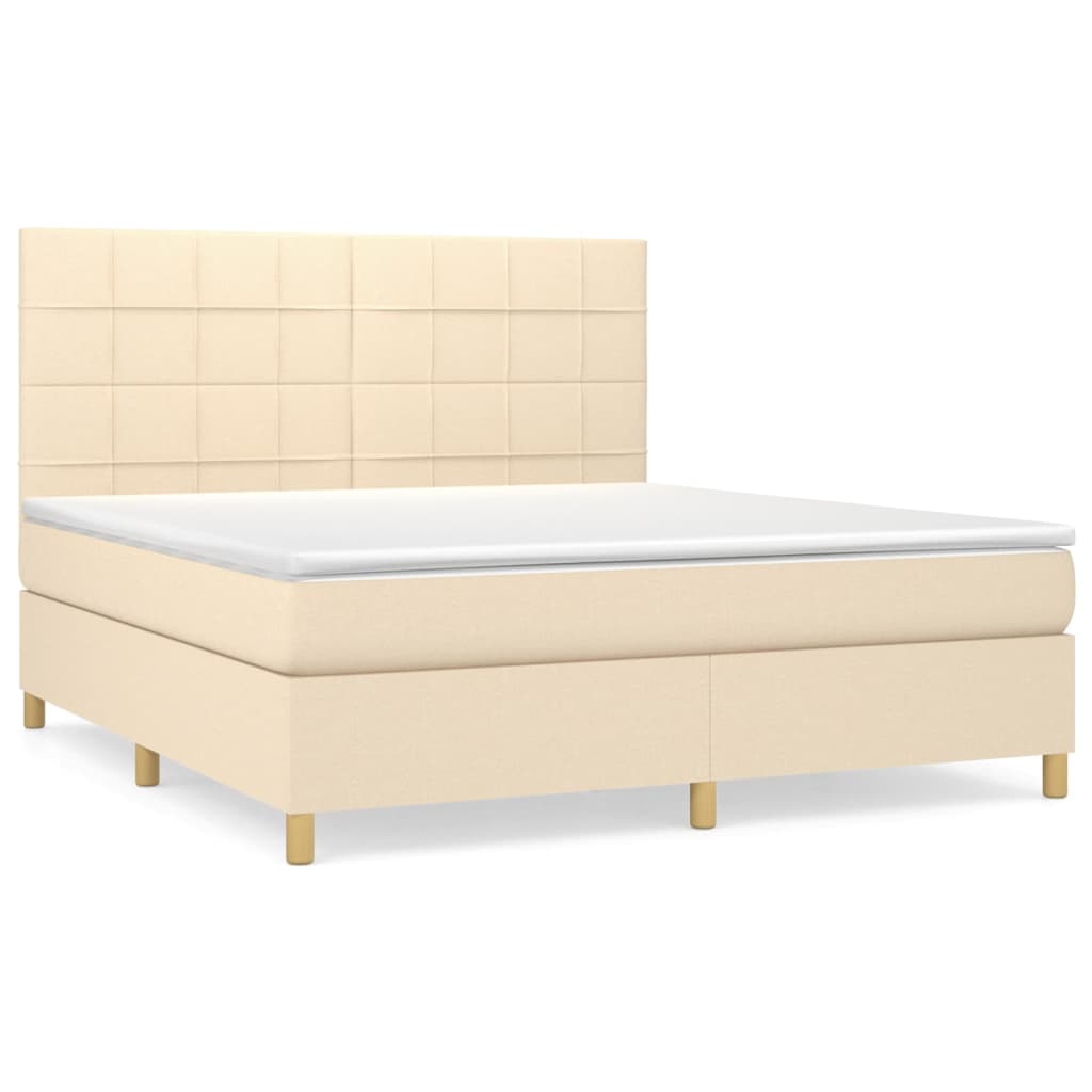 Boxspring met matras stof crèmekleurig 160x200 cm is nu te koop bij PeponiXL, paradijselijk wonen!