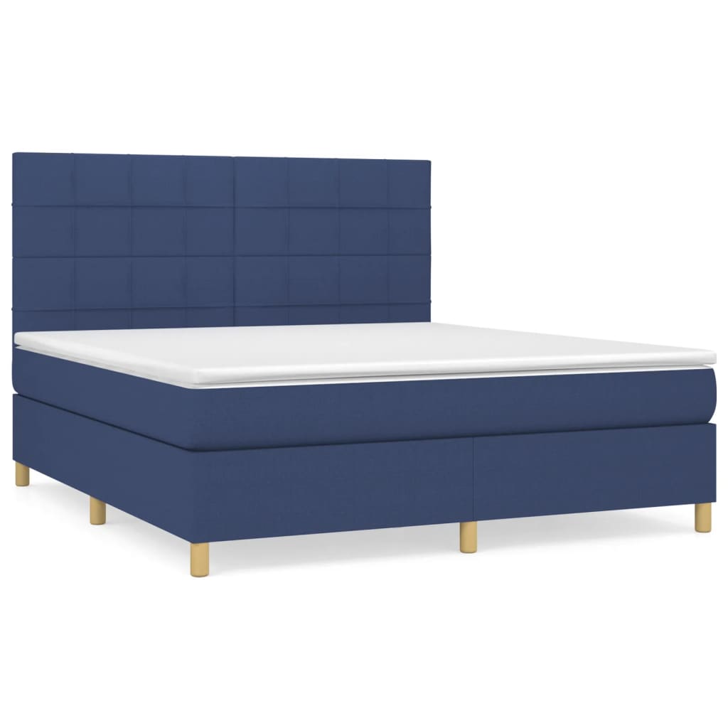 Boxspring met matras stof blauw 160x200 cm is nu te koop bij PeponiXL, paradijselijk wonen!